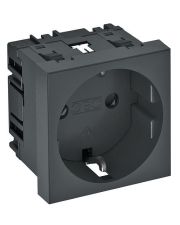 Розетка OBO Bettermann modul 45 с заземлением и шторками 250В 16A 0˚ черно-серая (6120016)