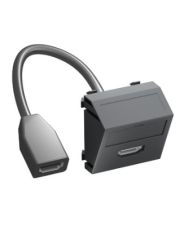 Кутовая HDMI розетка OBO Bettermann modul 45 с кабелем подключения черно-серая (6104841)