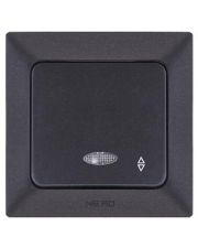 Проходной выключатель 1-клавишный NE-AD ARAS 93-124-05-I с led-подсветкой черный