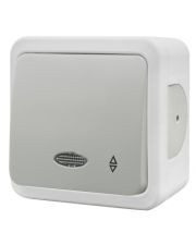 Накладной проходной выключатель NE-AD MULTIMA 92-51-05-I с led-подсветкой белый
