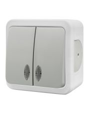 Накладной выключатель 2-кл NE-AD MULTIMA 92-51-03-I с led-подсветкой белый