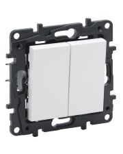 Двухклавишный выключатель Legrand Niloe Step 10А зажимной механизм белый (863105)