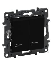 Двухклавишный выключатель Legrand Niloe Step 10А зажимной механизм черный (863505)
