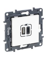 USB розетка Legrand Niloe Step А+C 12Вт+15Вт 5В белая (863140)