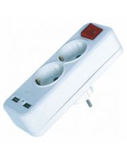 Двійник FAR F08 з 2 USB та вимикачем (7.6.1.97340)