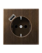 Розетка з накладкою Jung LS ME1520-18AAT з USB антична латунь