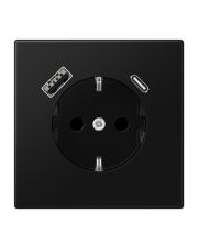 Розетка с накладкой Jung LS LS1520-15CASWM с USB черный матовый