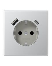 Розетка с накладкой Jung LS AL1520-15CA с USB алюминий