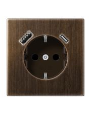 Розетка з накладкою Jung LS ME1520-15CAAT з USB антична латунь