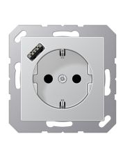 Розетка с накладкой Jung A A1520-18AAL с USB алюминий