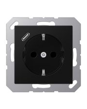 Розетка с накладкой Jung A A1520-18CSWM с USB черный