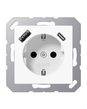 Розетка с накладкой Jung A A1520-15CAWW с USB (тип A+С) белый