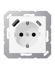 Розетка с накладкой Jung A A1520-15CAWWM с USB белый