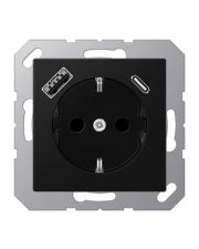 Розетка с накладкой Jung A A1520-15CASWM с USB черный