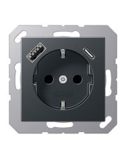 Розетка с накладкой Jung A A1520-15CAANM с USB антрацит