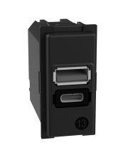 Механізм зарядного пристрою USB 2 роз'єм тип - A/C 15 Вт/3000мА 1 модуль Bticino Living Now K4191AC