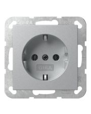 Розетка Gira System 55 с заземляющим контактом алюминий (418826)