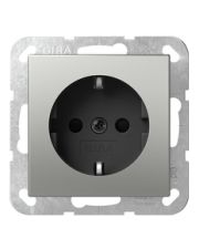Розетка Gira System 55 с заземляющим контактом сталь (4188600)