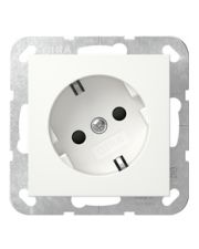 Розетка Gira System 55 со шторками белая глянцевая (441803)