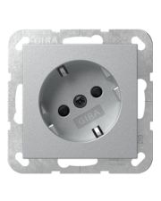 Розетка Gira System 55 со шторками алюминий (441826)
