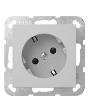 Розетка Gira System 55 со шторками серая матовая (4418015)