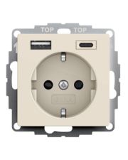 Розетка с USB 2-постовая Gira System 55 кремовая глянцевая (245901)