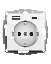 Розетка с USB 2-постовая Gira System 55 белая глянцевая (245903)