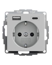 Розетка с USB 2-постовая Gira System 55 серая матовая (2459015)