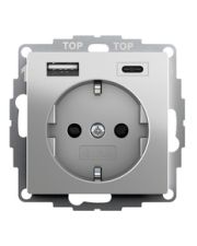 Розетка с USB 2-постовая Gira System 55 сталь (2459600)
