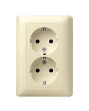 Двухместная розетка Gira Standard 55 кремовая глянцевая (078001)