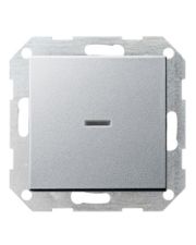 Одноклавишный выключатель Gira System 55 с самовозвратом и подсветкой алюминий (013626)