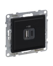 Розетка USB тип А+C 12Вт+15Вт 5В Legrand SUNO (чорный) 721430