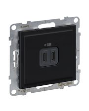 Розетка USB тип С+C 15Вт 5В Legrand SUNO (чорный) 721431