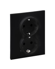 Розетка двойная 2х2К+З 16А/250В со шторками Legrand SUNO (чорный) 721426