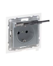 Розетка IP44 2К+З 16А/250В с крышкой Legrand SUNO (алюминий) 721323