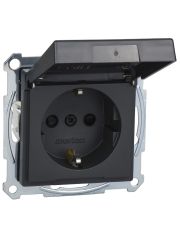 Механізм розетки SCHUKO з кришкою антрацит IP44 Merten (MEG2314-0414)