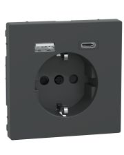 Розетка Schneider Electric D-Life 16А USB/Type-C 3А антрацит (MEG2367-6034)