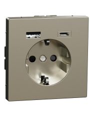 Розетка Schneider Electric D-Life 16А USB/Type-C 3А никель (MEG2367-6050)