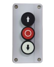 Кнопковий пост TNSy ХВ2-В324 "ВГОРУ-СТОП-ВНИЗ" 1NO+1NC+1NO біла, червона, чорна "↑-0-↓"