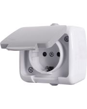 Одинарна розетка E.Next e.aqua.1231.grg з з/к IP54 з кришкою сіра (s035066)