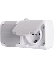 Подвійна розетка E.Next e.aqua.1232.grg з з/к IP54 з кришкою сіра(s035067)