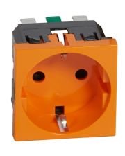 Механизм розетки Legrand Mosaic 2P+E антибактериальная (оранжевая)