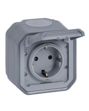 Накладная розетка 2К+З Legrand PLEXO с винтовыми клеммами, серая (069733L)