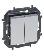 Двухклавишный выключатель Legrand Niloe Step 10А алюминий (863305B)
