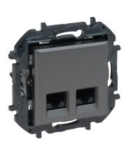 Механизм розетки компьютерной 2XRJ-45 FTP Cat.5e Legrand Niloe Step сталь (863458B)