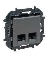 Механізм розетки комп'ютерної 2XRJ-45 UTP Cat.5e Legrand Niloe Step сталь (863460B)