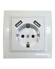 Розетка TNSy Maltaс с з/к + 2 USB 2.1A белая (TNSy5000972)