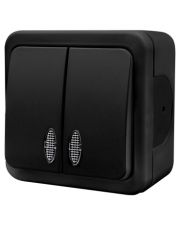 Накладний 2-кл вимикач NE-AD MULTIMA 92-53-03-I з led-підсвіткою чорний