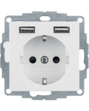 Розетка с 2 разъемами USB type A 16А/250В Berker S.1/B.3/B.7 (белая)