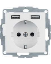 Розетка с 2 разъемами USB type A 16А/250В Berker S.1/B.3/B.7 (белая)